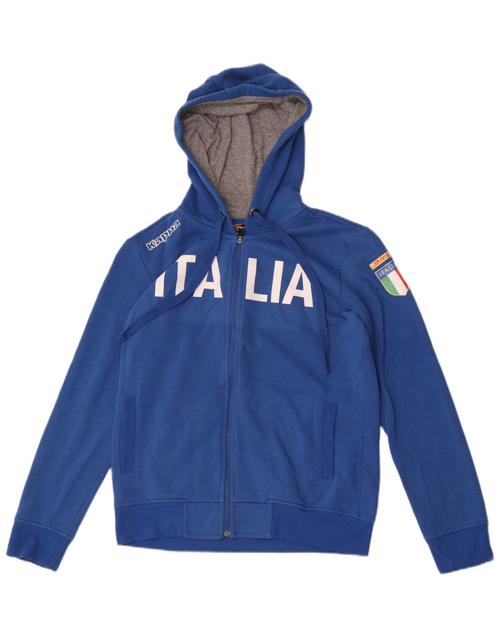 Kappa Herre Italia Grafisk Hættetrøje Sweater med lynlås Stor Blå Polyester