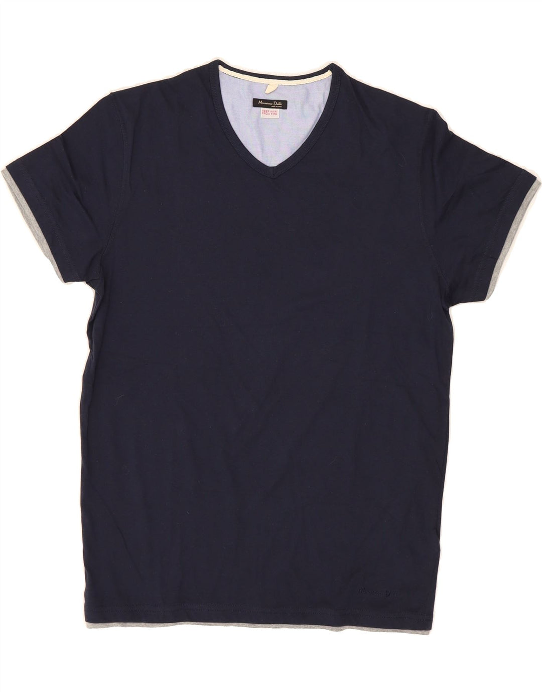 MASSIMO DUTTI Womens T-Shirt Top UK 14 Medium Navy Blue Cotton Vintage Massimo Dutti and Second-Hand Massimo Dutti from Messina Hembry 