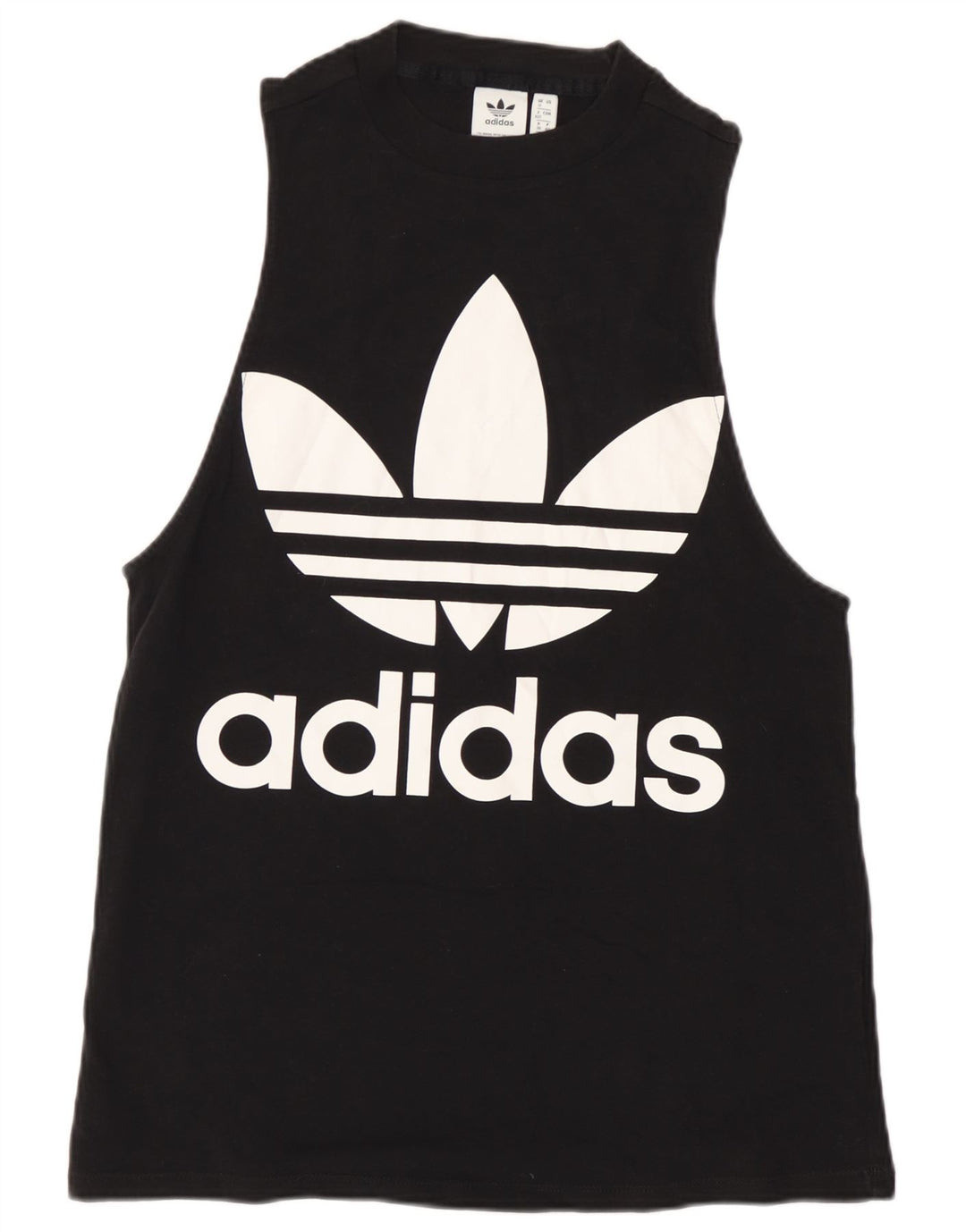 Adidas Dame Grafisk Vest Top UK 12 Medium Sort Bomuld