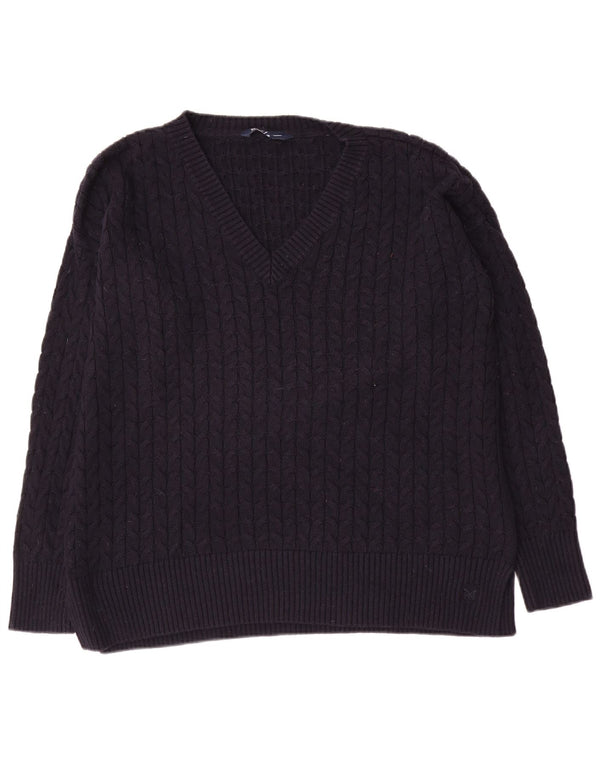 Besætningstøj Dame Oversized V-hals sweater UK 16 Large Navy Blue