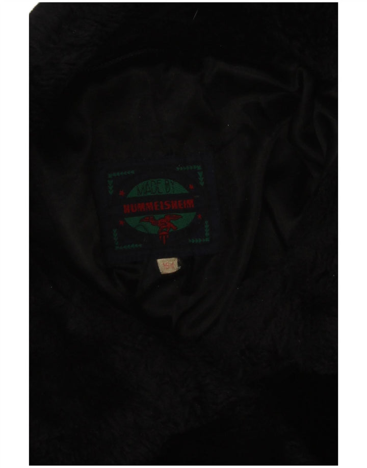 Vintage Dame imiteret Pels Overfrakke UK 12 Medium Navy Blue