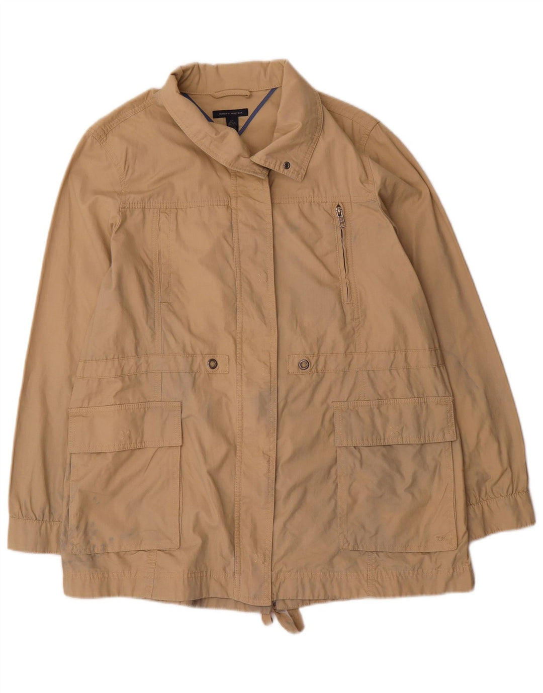 Tommy Hilfiger Kvinder Utility Jacket UK 16 Stor Beige Bomuld