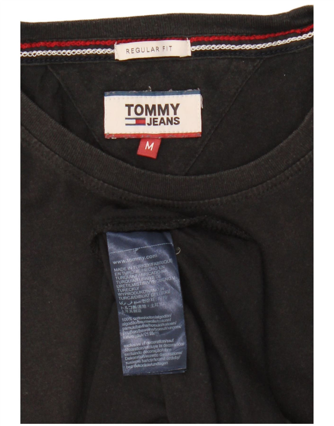 Tommy Hilfiger Herre Regular Fit T-Shirt Top Medium Sort Bomuld