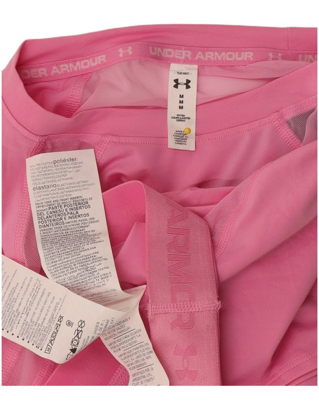 Under Armour Womens Crop Grafisk T-Shirt Top UK 12 Medium Pink Polyester