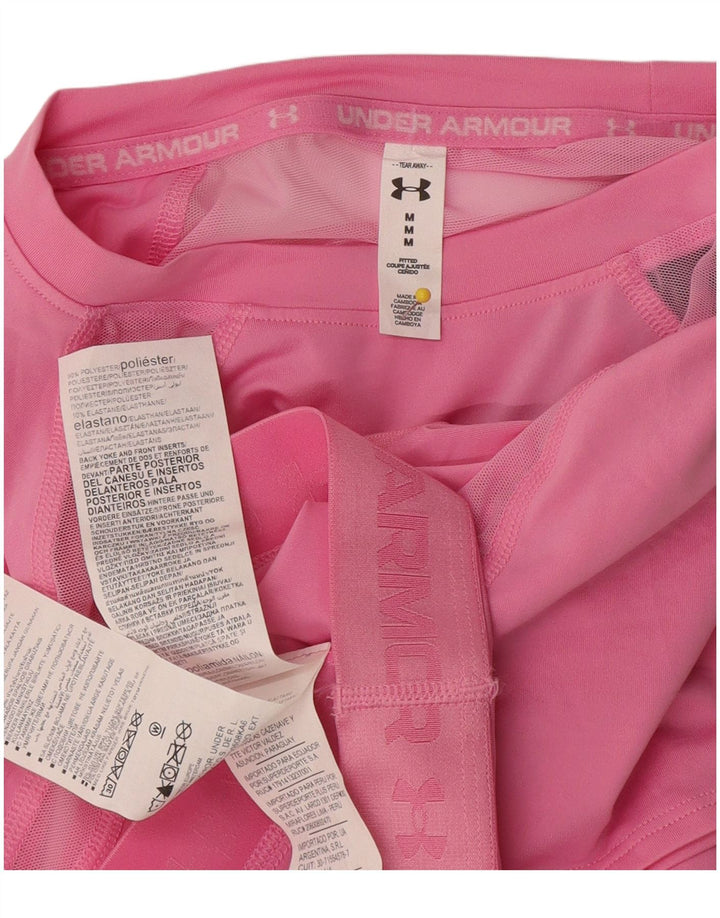 Under Armour Womens Crop Grafisk T-Shirt Top UK 12 Medium Pink Polyester