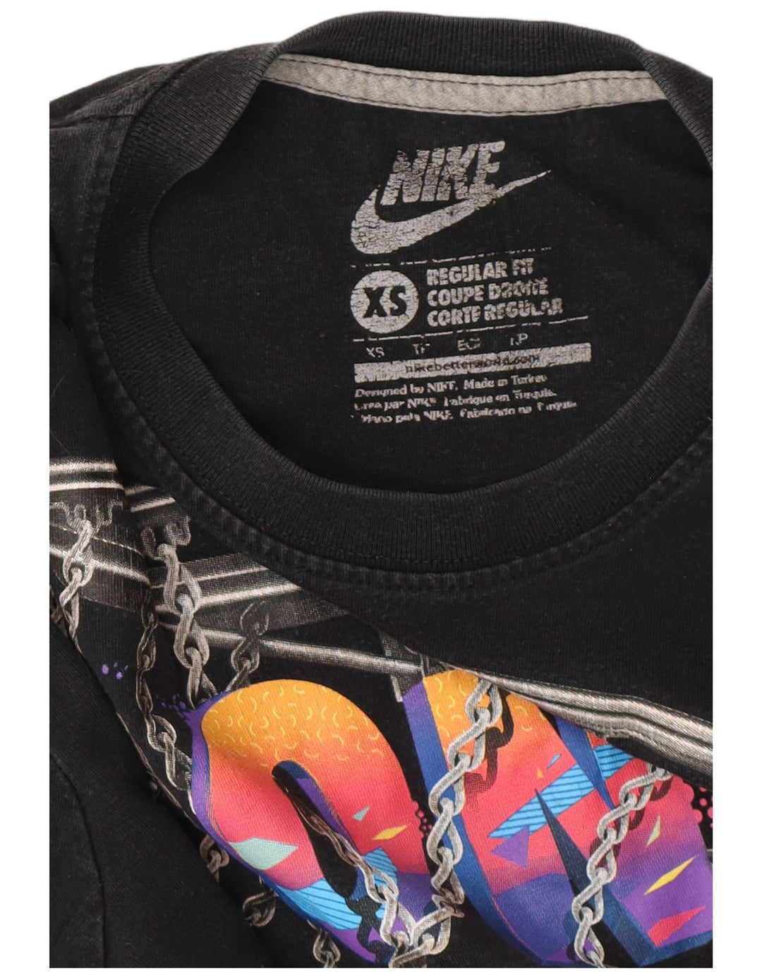 NIKE Regular Fit grafisk T-shirt top UK 6 XS Sort
