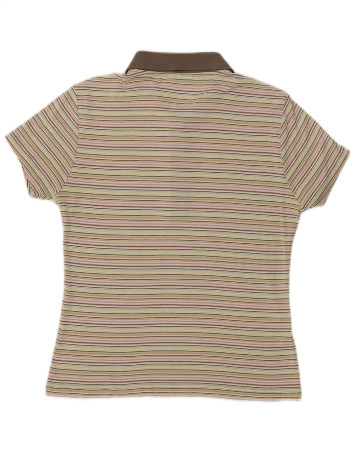 Lacoste Dame Polo Shirt IT 42 Stor Flerfarvet Stribet Bomuld