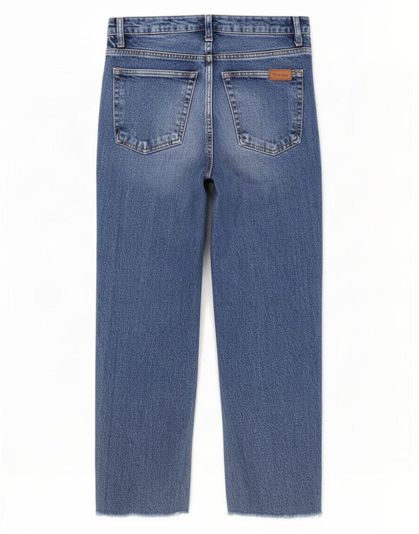 Topshop Womens Straight Cropped Jeans W28 L24 Blue Cotton