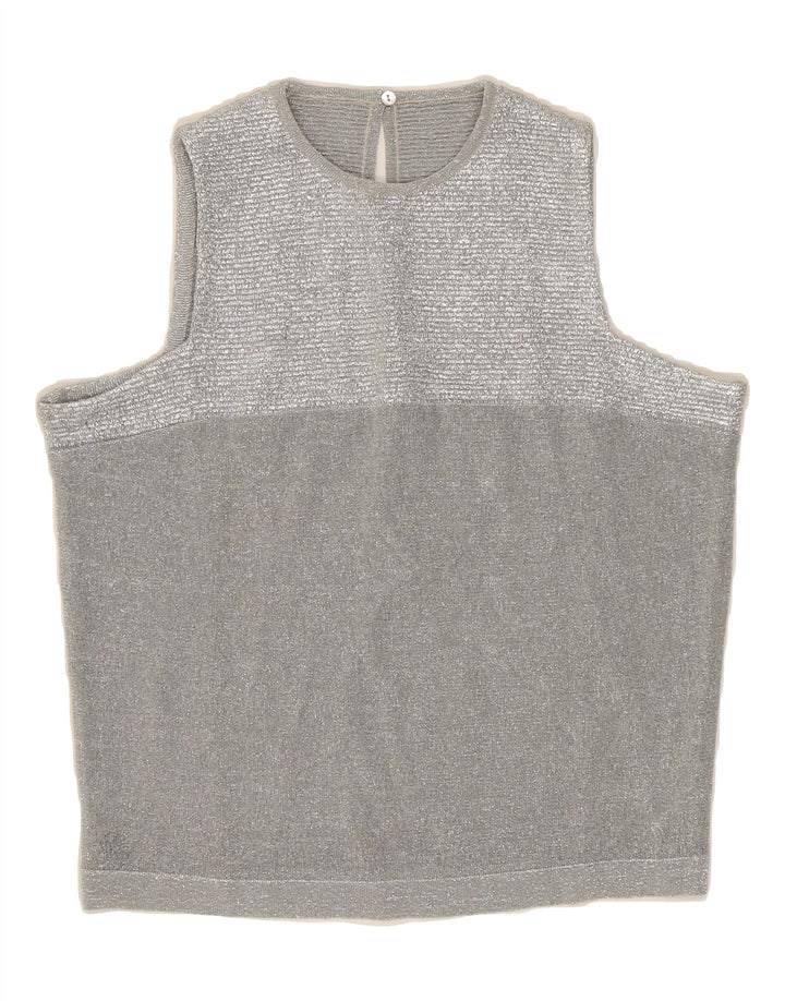 VINTAGE Womens Crop Sleeveless Blouse Top UK 12 Medium Silver Vintage Vintage and Second-Hand Vintage from Messina Hembry 