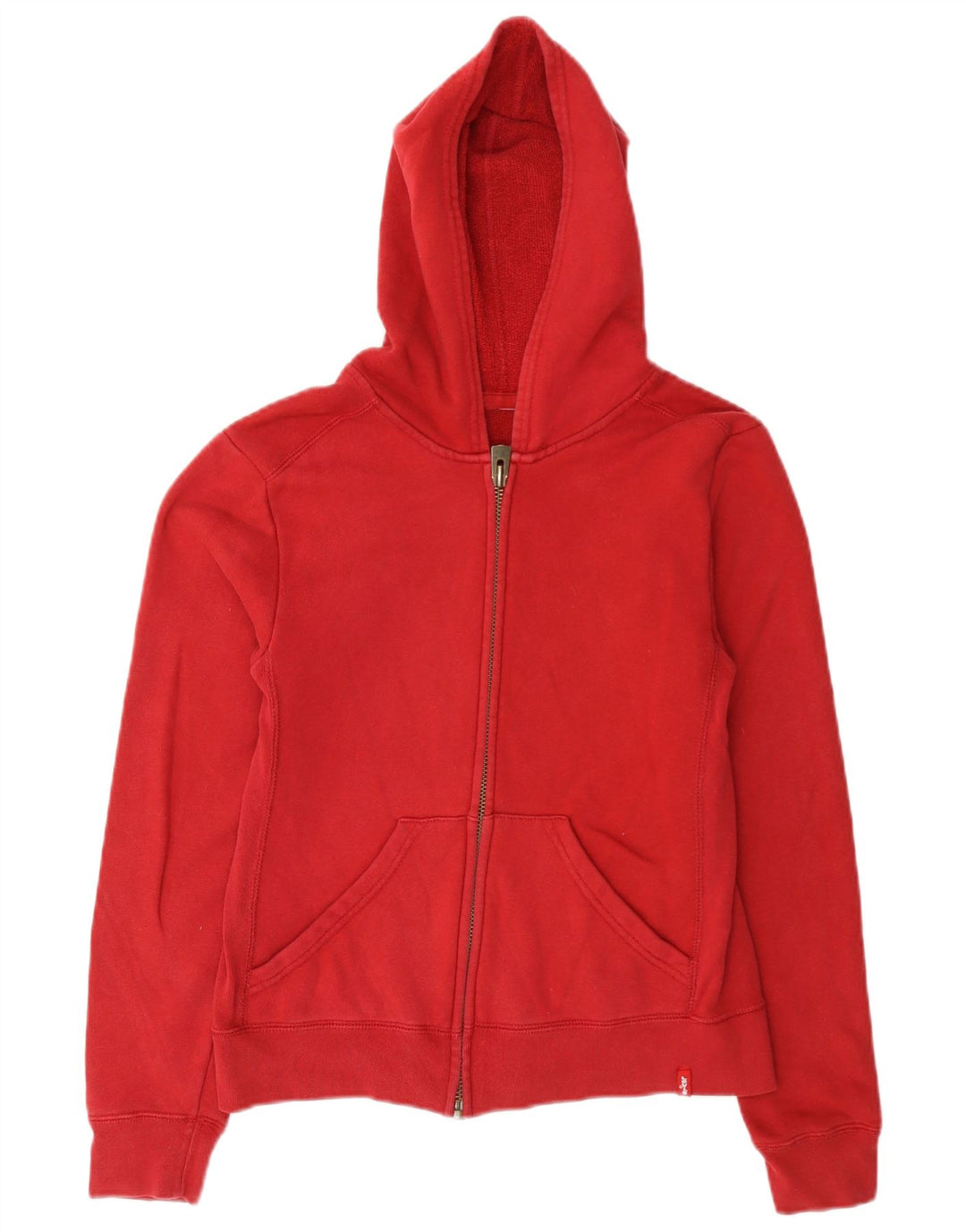 Levi's Dame Crop Hættetrøje Sweater med lynlås UK 10 Lille Rød