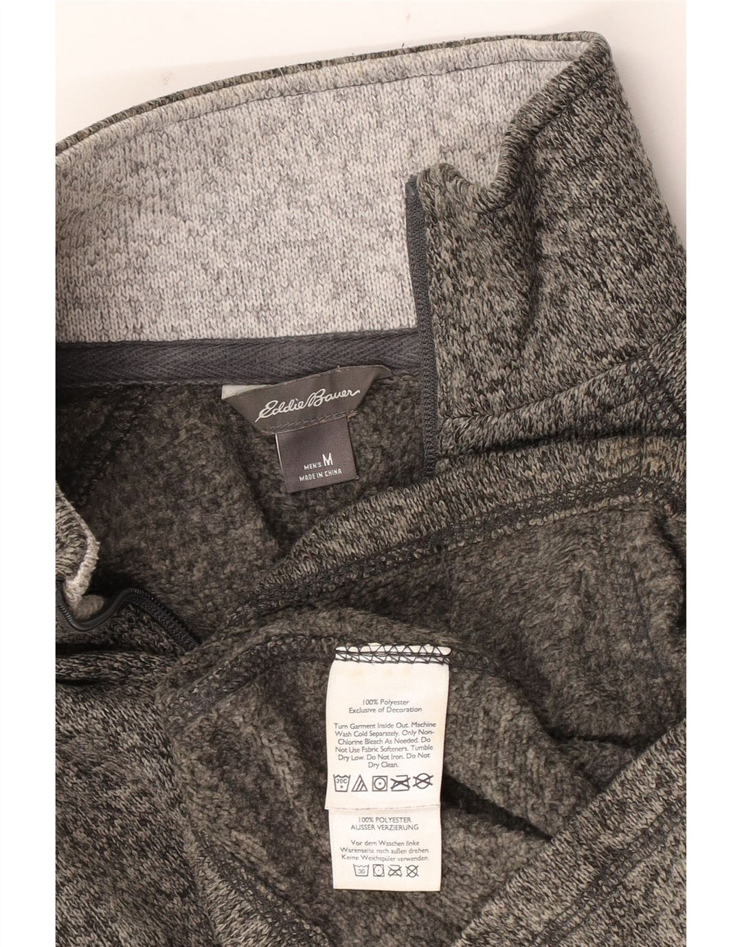 Eddie Bauer Sweatshirt med lynlås til mænd, medium grå flækket polyester