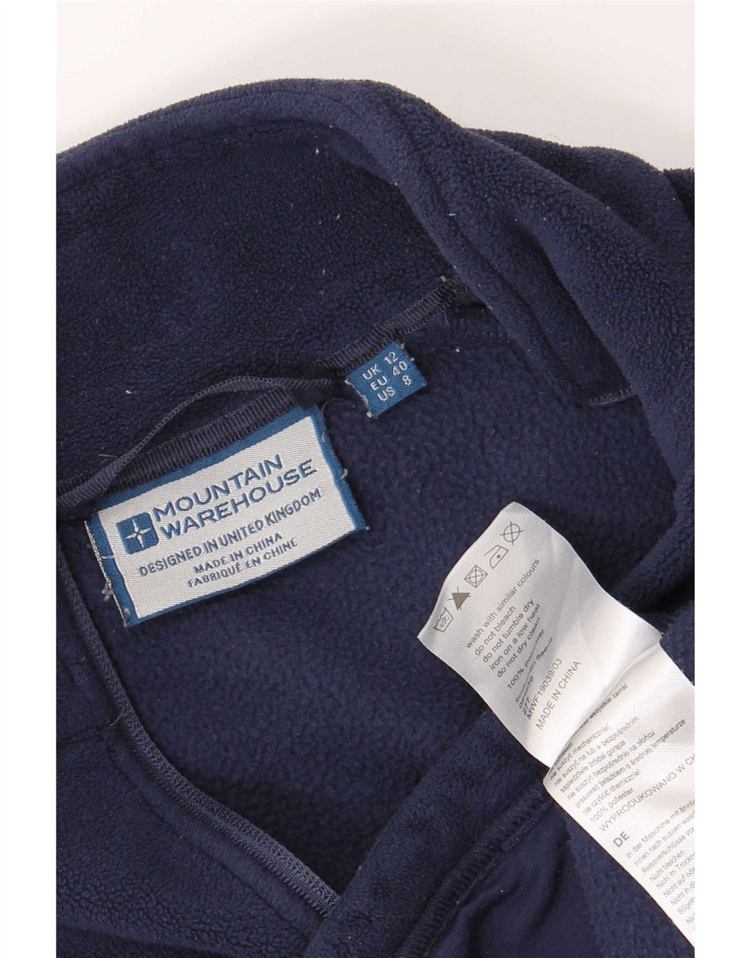 Mountain Warehouse Dame Fleecejakke UK 12 Medium Navy Blue Polyester