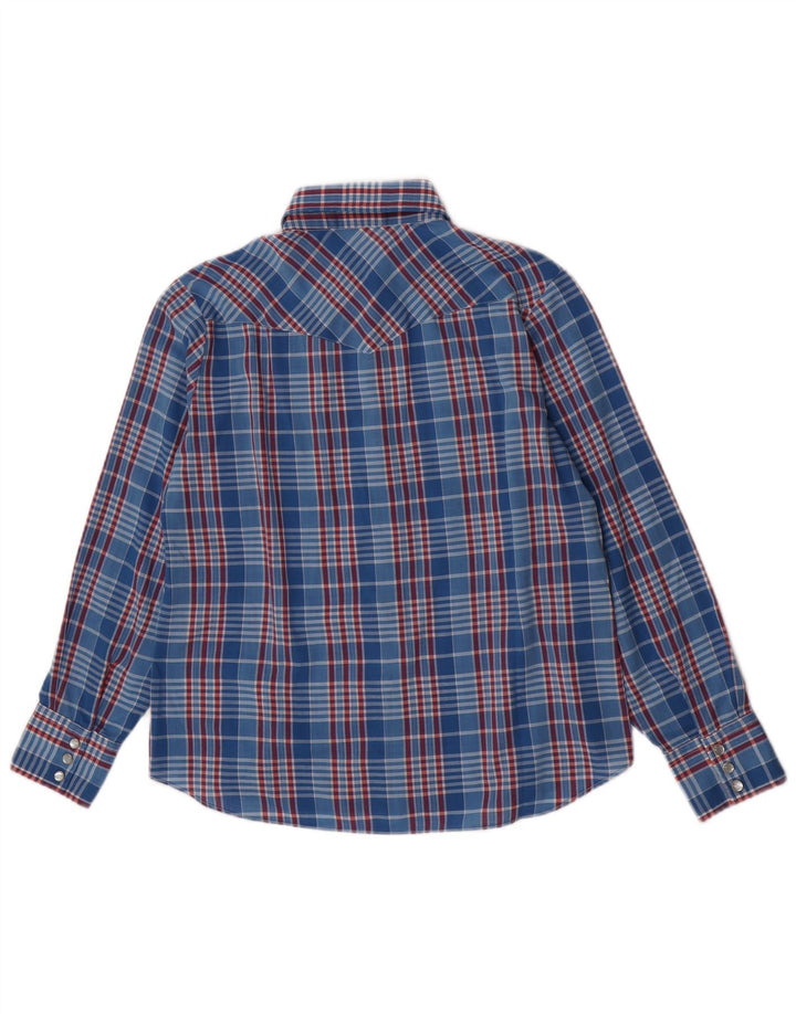 Amy Barr Western skjorte til kvinder størrelse 36 Lille blå plaid polyester
