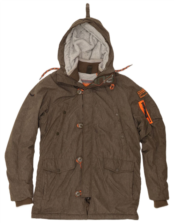 Superdry Parkajakke med hætte til mænd UK 42 XL Khaki Polyester