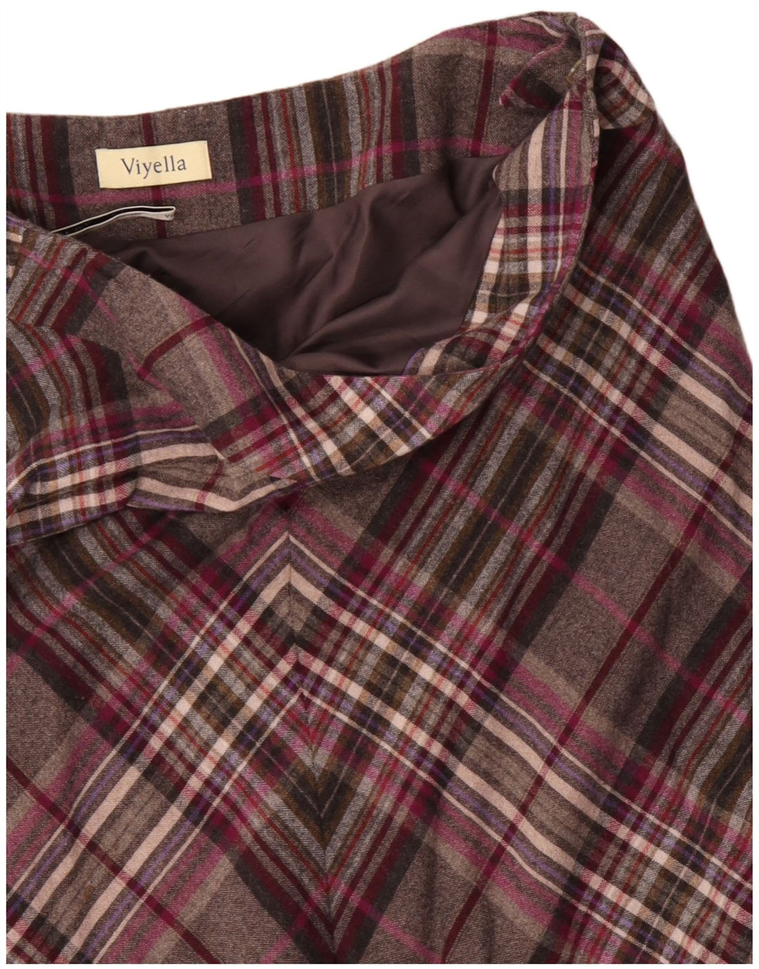 VIYELLA A-line nederdel til kvinder UK 16 Large W36 Grey Check Wool