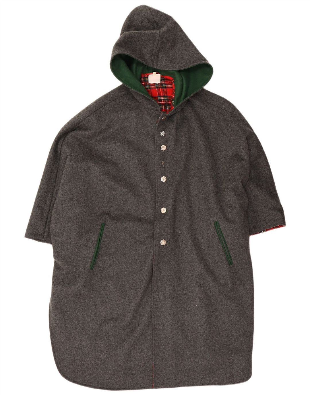 Vintage Poncho-jakke med hætte til kvinder One Size Grå