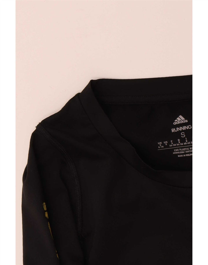 Adidas Dame Grafisk Top Langærmet UK 8/10 Small Black Polyester