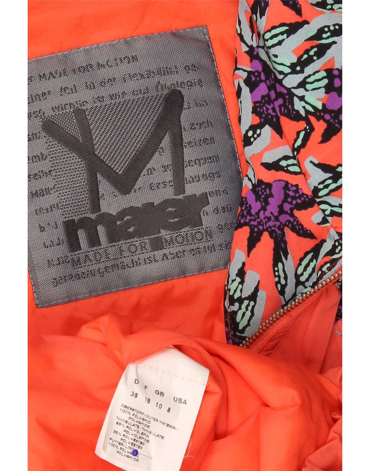 Maier Dame Oversized Skijakke UK 10 Small Orange Floral Polyamide