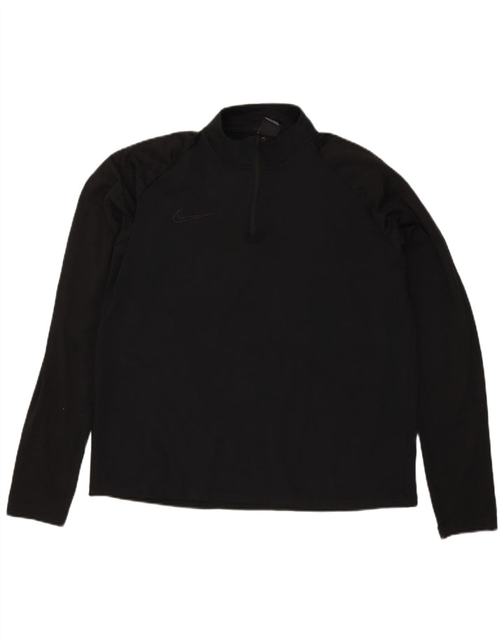Nike Herre Dri Fit Pullover med lynlås-hals Træningsdragt Top Stor sort polyester