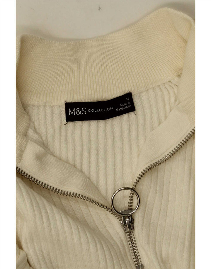 Marks & Spencer Dame sweater med lynlås-hals UK 14 Medium Off White