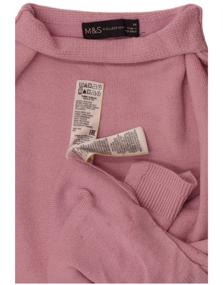 Marks & Spencer Dame Turtle Neck Jumper Sweater UK 14 Large Pink Viscose