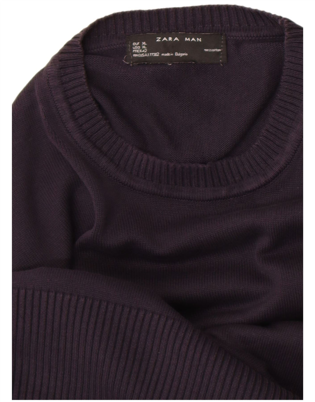 Zara Herre sweater med rund hals XL marineblå bomuld
