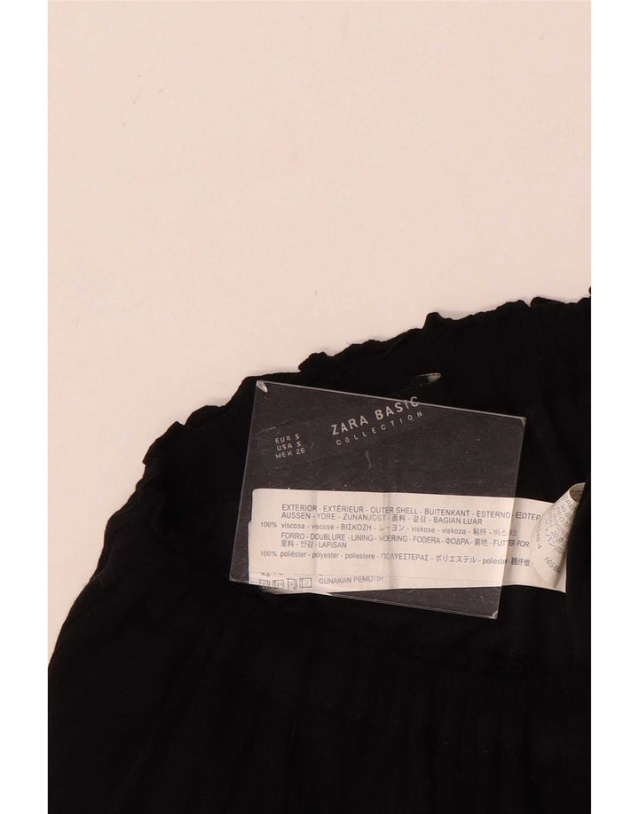 Zara Dame Maxi Tiered Skirt Small W26 Black Viscose