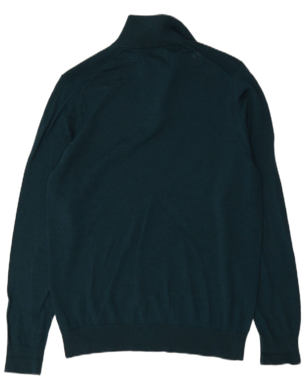 Marks & Spencer Herre Autograph Zip Neck Jumper Sweater Medium Green Wool