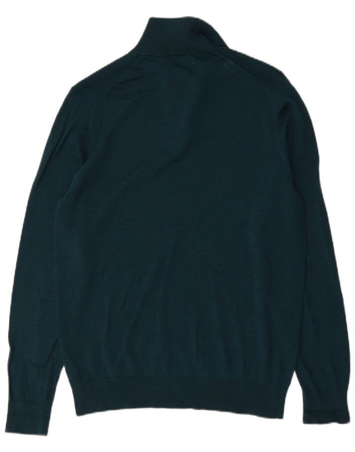 Marks & Spencer Herre Autograph Zip Neck Jumper Sweater Medium Green Wool