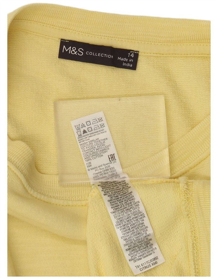 Marks & Spencer Dame Sweatshirt Jumper UK 14 Stor Gul Bomuld