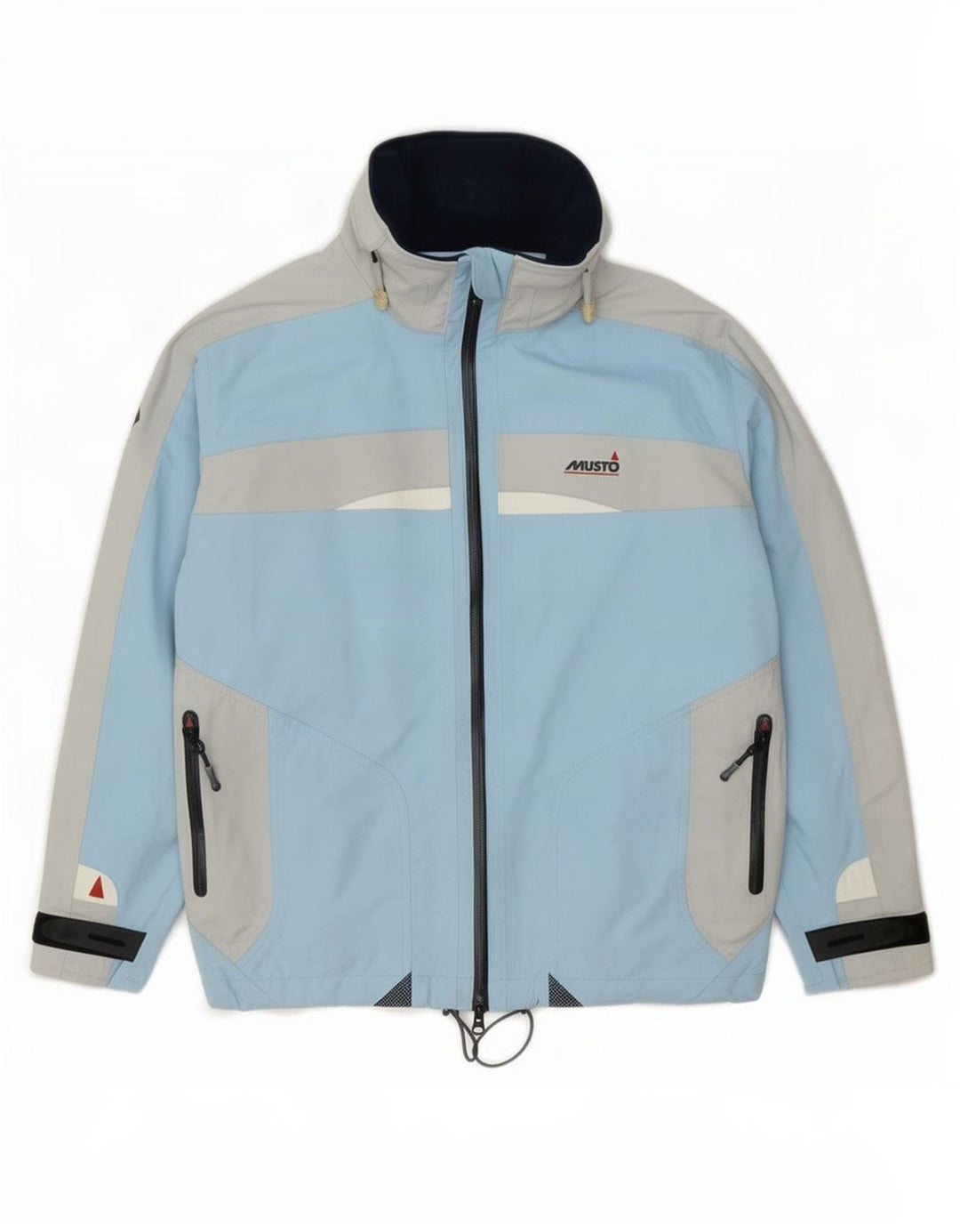 Musto Grafisk regnjakke til kvinder UK 14 Stor blå farveblok nylon