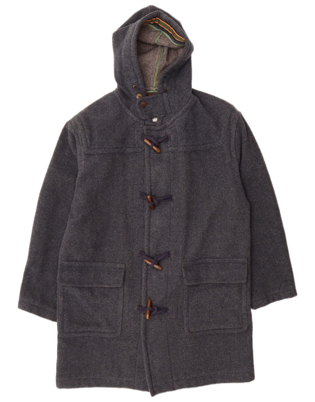 Stefanel Herre Hooded Duffel Coat UK 38 Medium Blue Wool
