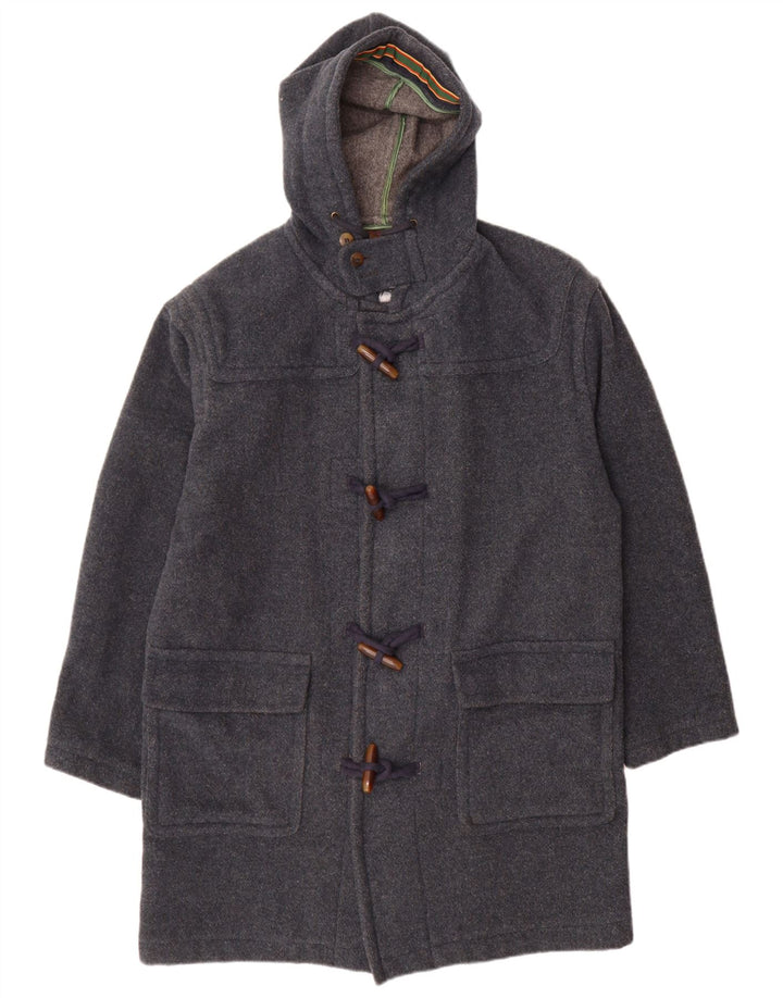 Stefanel Herre Hooded Duffel Coat UK 38 Medium Blue Wool
