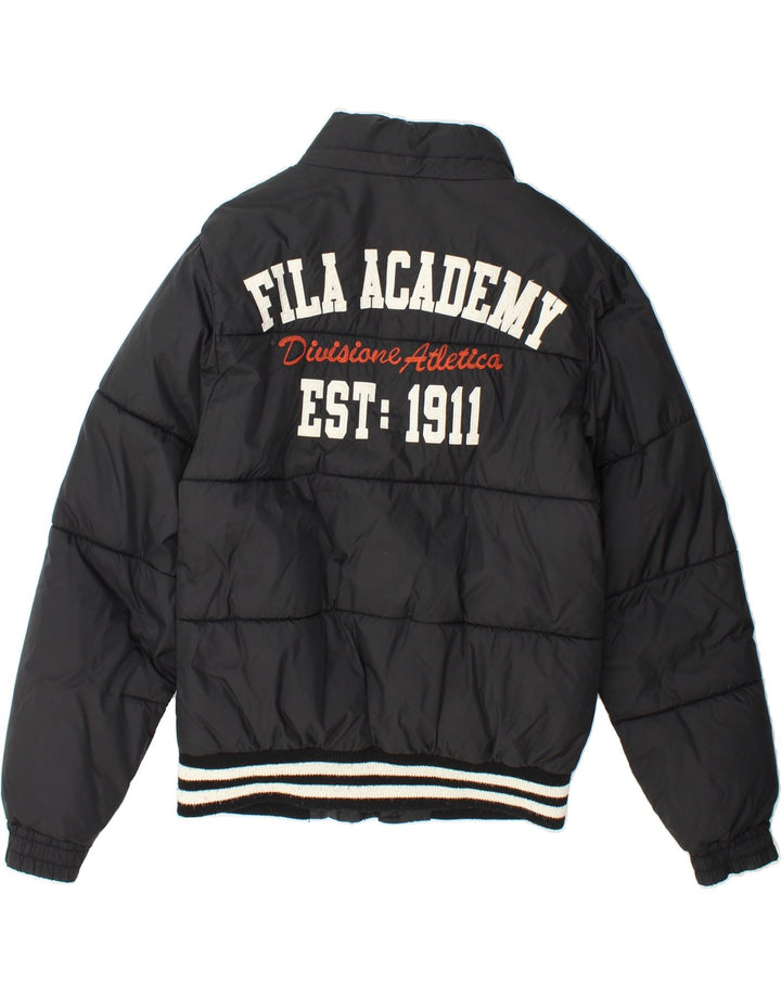 FILA Mens Graphic Padded Jacket UK 36 Small Black Polyamide Vintage Fila and Second-Hand Fila from Messina Hembry 