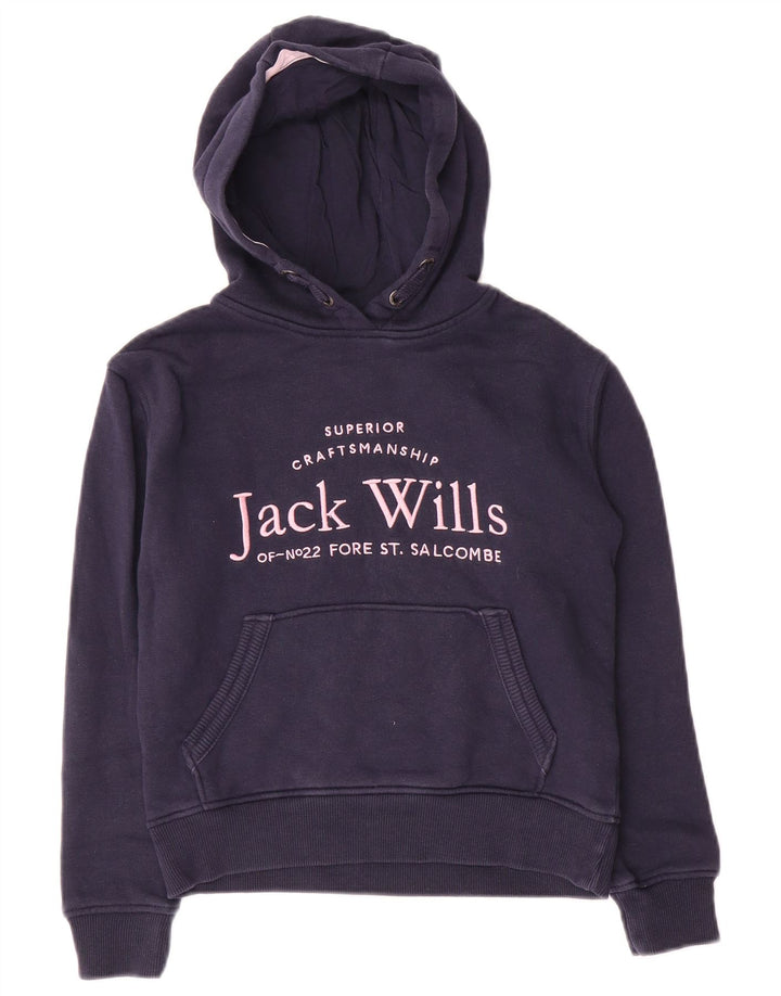JACK WILLS Grafisk hættetrøje til piger 8-9 år Marineblå bomuld