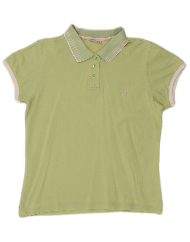 CHAMPION Dame Polo Shirt UK 14 Stor Grøn Bomuld