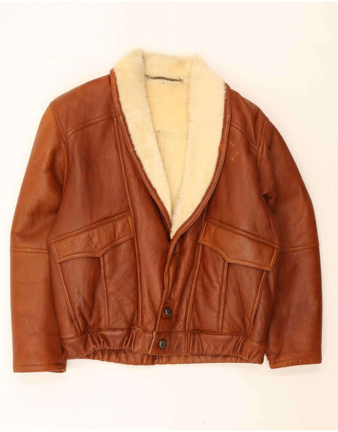 Vintage Herre Shearling Jacket UK 40 Large Brown Shearling