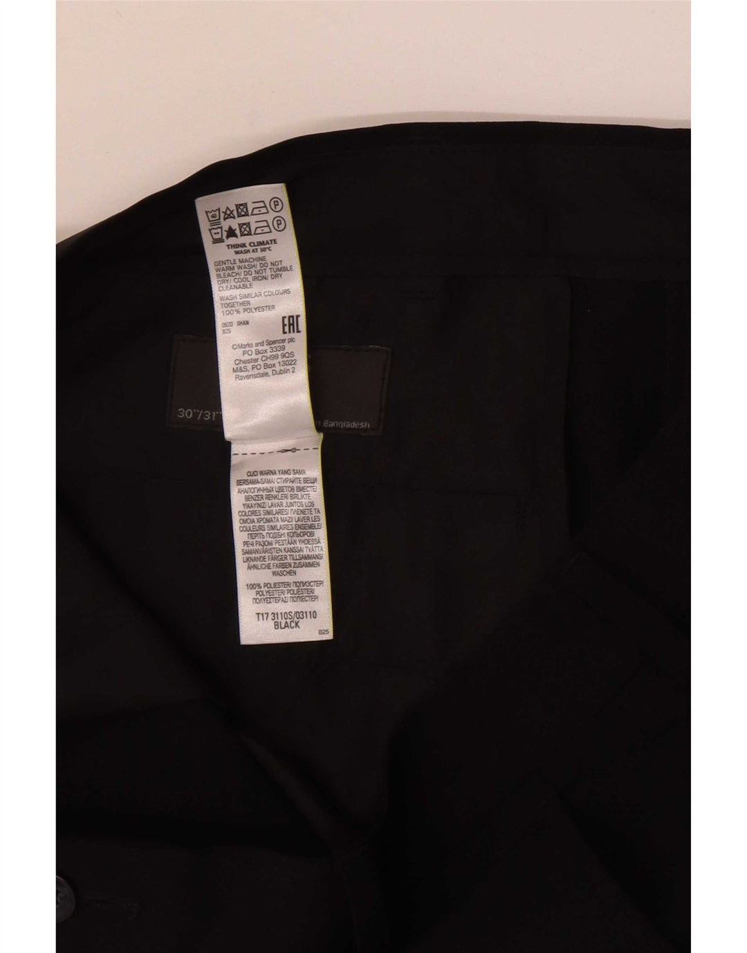 Marks & Spencer Herre Slim Casual Bukser W30 L31 Sort Polyester