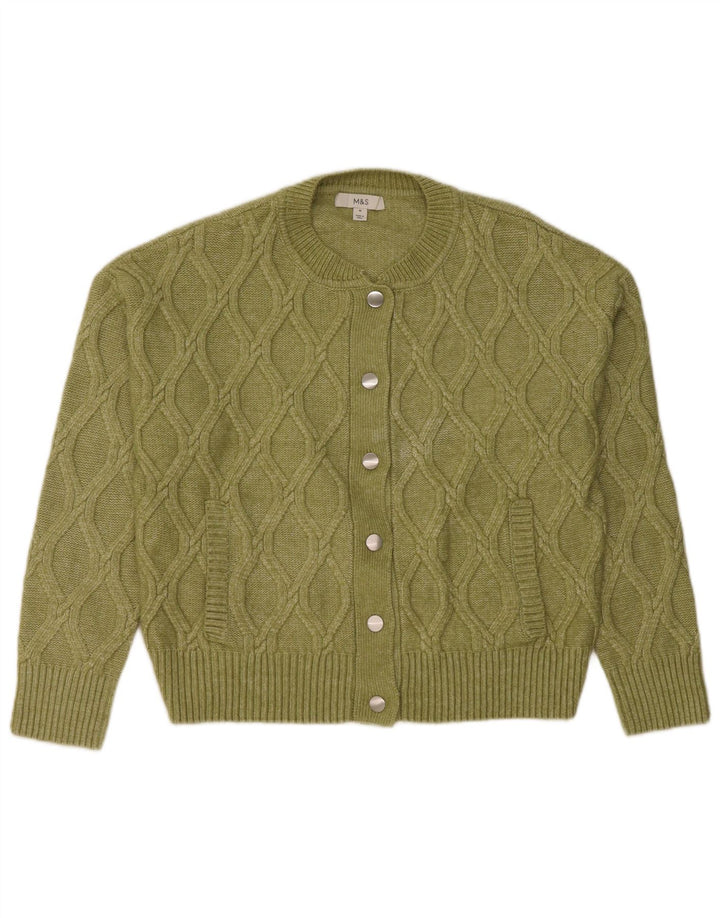 Marks & Spencer Dame Cardigan Sweater UK 14 Medium Green Polyester