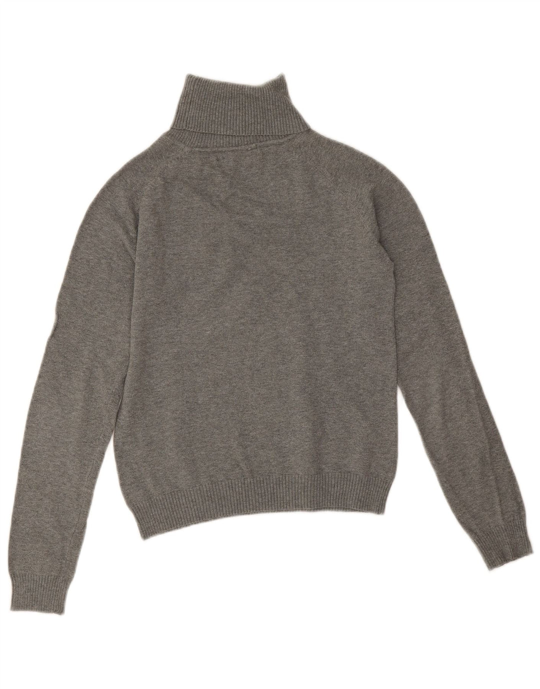 Zara Dame Crop Roll Neck Jumper Sweater UK 12 Medium Grey Bomuld