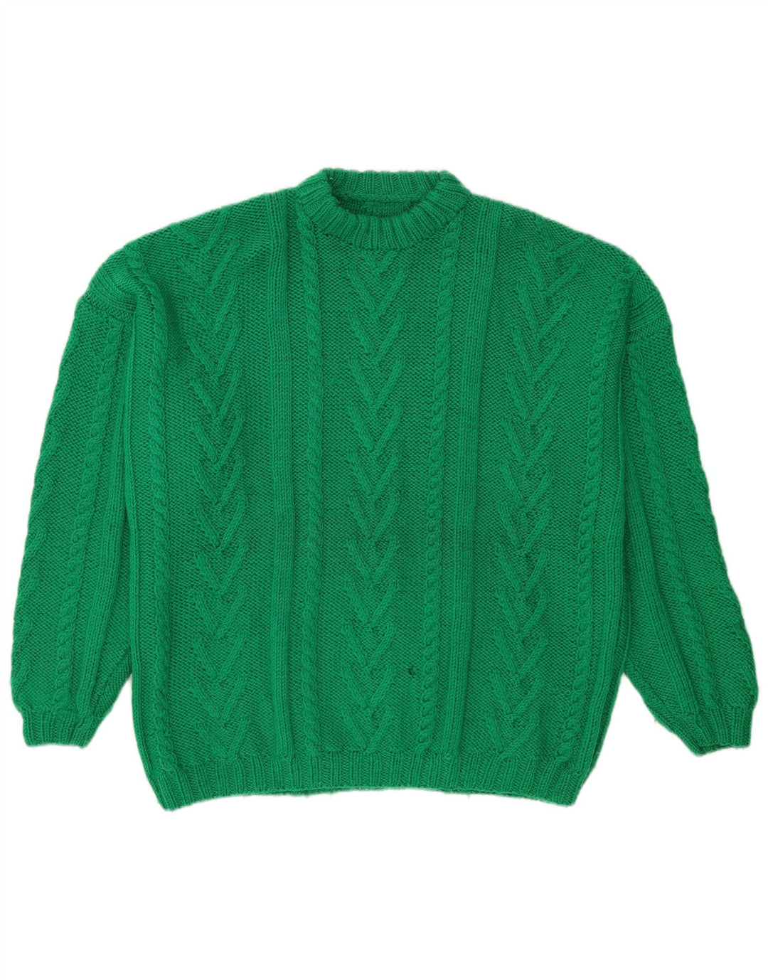 Vintage herre sweater med rund hals, stor grøn