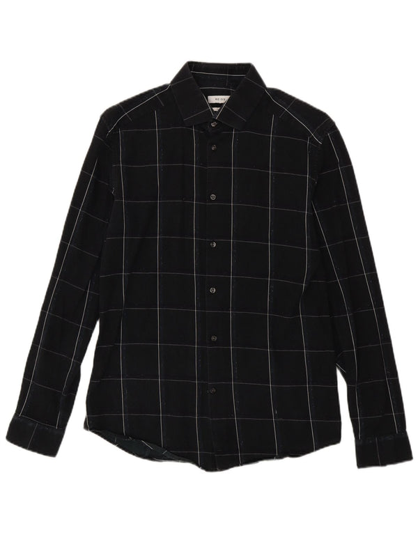 Reiss Herre Slim Fit Flanellskjorte Medium Sort Ternet Bomuld