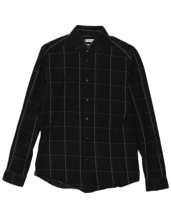 Reiss Herre Slim Fit Flanellskjorte Medium Sort Ternet Bomuld
