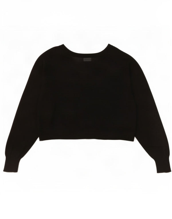 Zara Womens Crop Oversized cardigan sweater UK 14 Medium Black Viscose