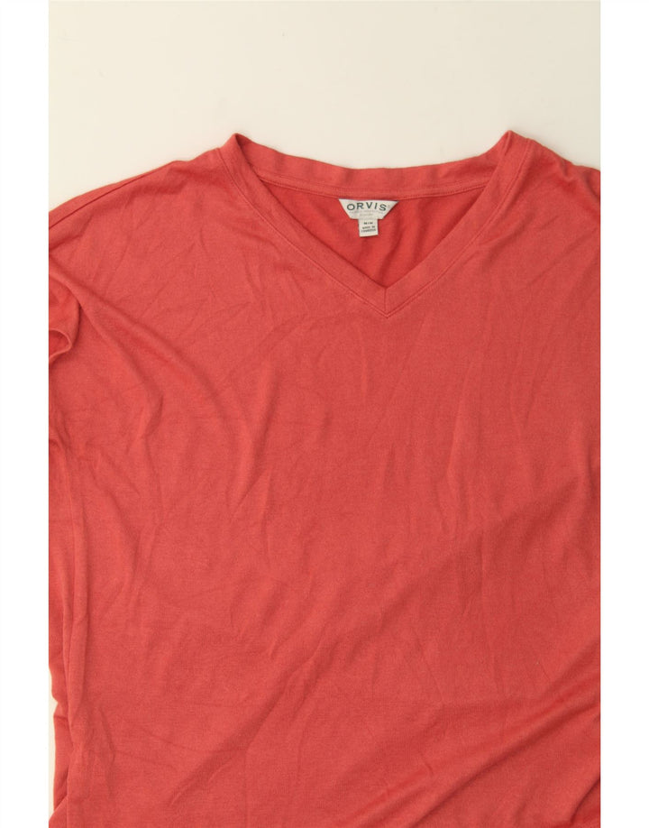 ORVIS Womens T-Shirt Top UK 14 Medium Red Polyester Vintage Orvis and Second-Hand Orvis from Messina Hembry 