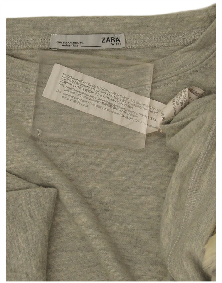 Zara Dame Oversized Top 3/4 ærme UK 10 Small Grey Colourblock Polyester