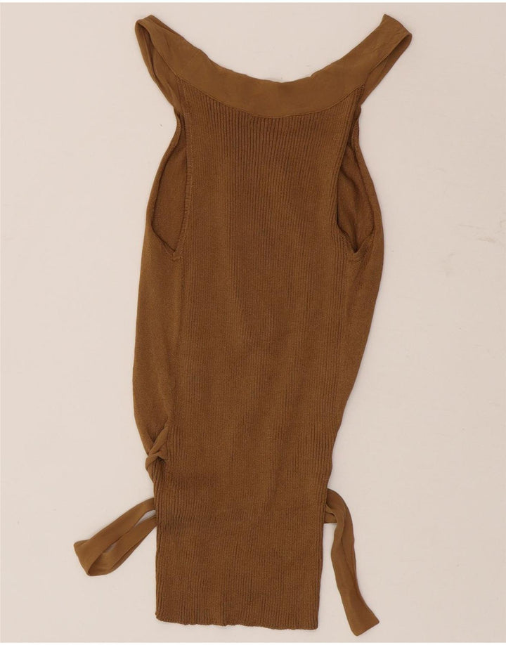 Massimo Dutti Dame Off Shoulder Top UK 14 Stor brun viskose
