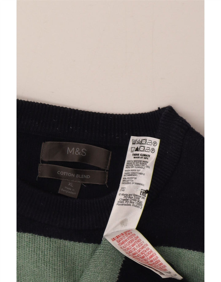 Marks & Spencer Herre sweater med rund hals XL marineblå stribet