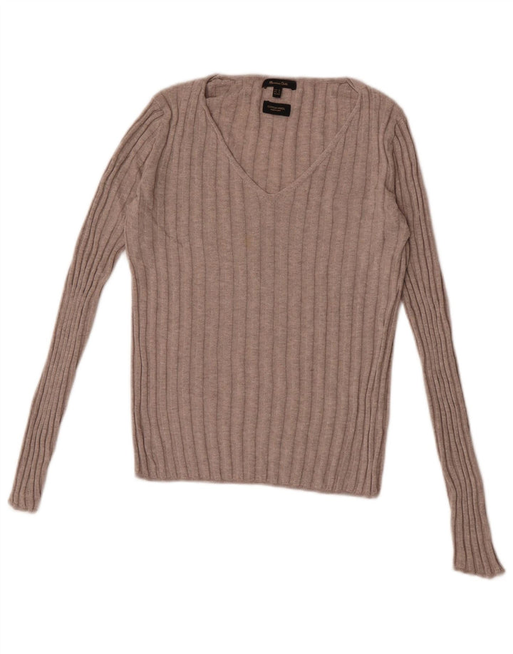 Massimo Dutti Dame V-hals sweater UK 6 XS Beige