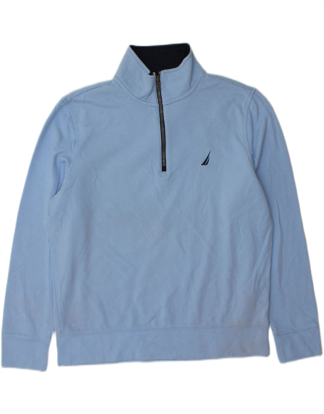 NAUTICA Mens Zip Neck Sweatshirt Jumper Medium Blue Cotton Vintage Nautica and Second-Hand Nautica from Messina Hembry 